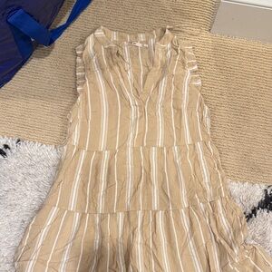Miami Beige and White Striped Mini Dress